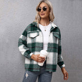 Christmas Gift 2021 Autumn Checkered Jacket Women Winter Plaid Jacket Overshirt Ladies Warm Thicken Button Shirt Jacket Coat Women