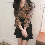Christmas Gift New Girls Summer Blouse Women Suit Shirt Long Sleeves Tops High Waist Long Print A Line Skirts Two Piece Suits Sell Separately