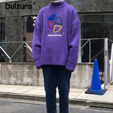 Christmas Gift Chic Embroidery Colorful Sector Knitted Sweater Unisex 2021 Autumn Brand New Letter Pullover Top High Street Loose Warm Knitwear