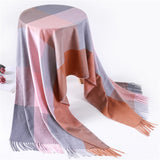 Christmas Gift 2021 warm winter scarf for lady fashion plaid cashmere scarves women shawls and wraps thick high quality pashmina neck bandana