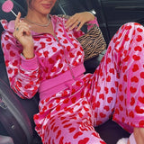 Cute Y2K Pink Velet Hoodies Long Sleeve Cropped Kawaii Pink Heart  90s Women's Vintage Sweatshirts Svitushot Zip Up Top 2021