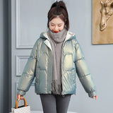 Christmas Gift 2021 New Women's Coats Winter Jacket Fashion Glossy Hooded Jackets Parkas Thick Warm Female Cotton Padded Parka Coat Outwear