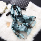 Christmas Gift 2021 New Spring Summer Scarf Women Fashion Leaf Cut Flowers Scarves Elegant Lady's Beach Cove Up Winter Scarf For Women Shawl
