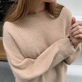 Christmas Gift EZSSKJ Soft oversized Cashmere Sweaters Women 2021 puff sleeve Winter sweater Pullovers Loose Female  Warm Basic sweater Jumper