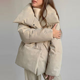 Christmas Gift Yiyiyouni Oversized Cropped Warm Winter Jackets Women Cotton Padded Parka Outwear Women Solid Casual Thick Jackets Female 2021