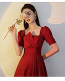 Graduation Gift Big Sale French Vintage Summer Women's Dress 2023 One Piece Dress Korean Short Sleeve Elegant Solid Dress Females Evening Party Design K51