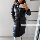 Christmas Gift 2021 Korean Style Cotton-padded Jacket Women's Long Slim Slimming Thick Warm Winter Padded Jacket All-match Cotton Jacket Trend