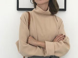 Christmas Gift DISWEET 2021 Turtleneck Sweater Women Solid Long Sleeve Knit Tops Loose Casual Sweaters Korean Female Pullovers