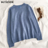 Christmas Gift BGTEEVER New Autumn Winter Basic Knitted Sweater for Women Casual O-neck Loose Solid Female Pullovers Jumpers 2021 Knitting Tops