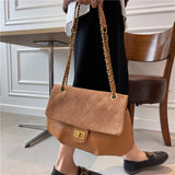 Kukombo Back to school Suede Chain Crossbody Shoulder Bags For Women Trend Vintage Luxury Designer Lingge Thread Sling Ladies Handbags