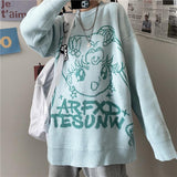 Thanksgiving Gift Kawaii Anime Girl Sweate Autumn Winter Fashion Harajuku Ladies Sweater Round Neck Long Sleeve Student Pullover Oversized Sweater
