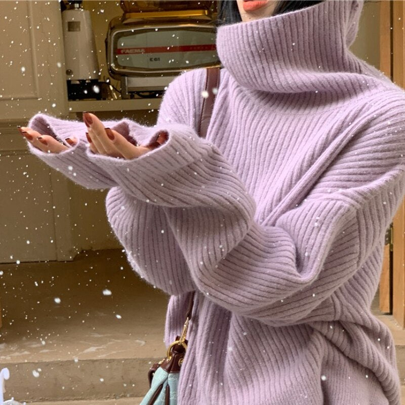 Christmas Gift Casual Warm Turtleneck Sweaters for Women 2022 Autumn Winter Skinny Full Sleeve Ladies Knitted Pullovers Femme Outerwear Tops