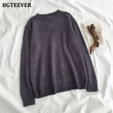 Christmas Gift BGTEEVER New Autumn Winter Basic Knitted Sweater for Women Casual O-neck Loose Solid Female Pullovers Jumpers 2021 Knitting Tops