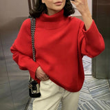 Kukombo Christmas Gift Hirsionsan Turtle Neck Cashmere Sweater Women Korean Style Elegant Thick Warm Female Knitted Pullovers Loose Casual Outwear 2021