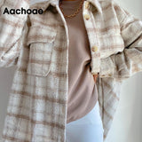 Christmas Gift Women Plaid Single Breasted Jacket Coats Fashion Turn Down Collar Pockets Coat Female Streetwear Long Sleeve Spring Tops