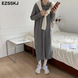 Christmas Gift straight autumn winter loose long sweater dress women split side long  oversize maix sweater dress female basic dress