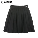 Kukombo Preppy Style Casual Letter Embroidered 90s Pleated Skirt Korean Streetwear Fashion High Waist Mini Skirt For Women