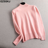 Christmas Gift Pure color basic sweater thick Sweater Women Pullover Casual Half Turtleneck Long Sleeve Knit Sweater Female Jumpers
