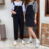 Kukombo Woman's Denim Overalls Solid Color Black Korean Preppy Style Fashion Jumpsuits Denim Dress Strap Skirt Summer Women Overalls
