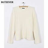 Christmas Gift BGTEEVER Casual Women Knitted Skirt Set O-neck Full Sleeve Pullovers Elastic Waist Skirts 2021 Autumn Winter Women Sweater Set