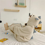 Christmas Gift Pajamas cute cartoon dinosaur coral velvet pajama autumn and winter thickened and padded long fashion home wear two sets nightgo