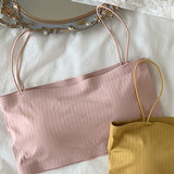 Kukombo Camisole Women Sleeveless Spaghetti Strap Sexy Elastic Fashion All-Match Simple Solid Korean Style Skinny Girls Streetwear Club