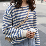 Christmas Gift 2021 Spring Striped Sweatshirt Women Kipop Oversize Korean Style Streetwear Loose Elegant Top Ladies Korean Chic Tops 2021