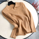 Christmas Gift Polo callor women's sweaters 2021 Thin Autumn Winte wool swearter slim female Women chic female loose women's jumper pull