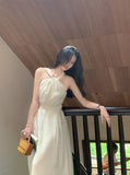 Kukombo Elegant Women Halter Polka Dot Midi Dress Ladies Solid Vintage Strapless Dresses Korean Clothing Femme Robe Summer Vestidos