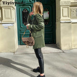 Christmas Gift Yiyiyouni Autumn Winter Office Lady Leather Jackets Women Turn-down Collar Tailored Coat Female Casual Basic Pink Outerwear 2021