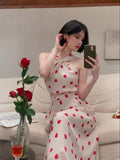 Kukombo Elegant Women Halter Polka Dot Midi Dress Ladies Solid Vintage Strapless Dresses Korean Clothing Femme Robe Summer Vestidos