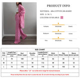 Kukombo 2022 spring Pink Pants Set Women Casual Long Sleeve Blouse Shirt Matching Wide Trousers Suit Elegant Loose Two Piece Pant Set