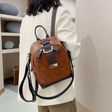 Kukombo Back to school  Vintage Patchwork Women Backpack Small Luxury Design Female Shoulder Bag Ladies Totes PU Leather Schoolbag Backpacks Bagpack