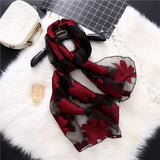 Christmas Gift 2021 New Spring Summer Scarf Women Fashion Leaf Cut Flowers Scarves Elegant Lady's Beach Cove Up Winter Scarf For Women Shawl
