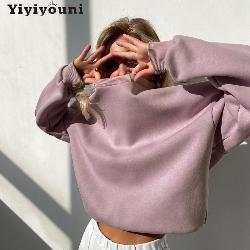 Christmas Gift Yiyiyouni Autumn Winter Warm Fleece Two Pieces Tracksuits Women Casual Sweatshirt and Pants Matching Set Female Loose Sweatpants