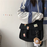 Kukombo Waterproof Canvas Messenger Bag Women Large Capacity Crossbody Bags Outdoor School Student Book Computer Laptop Shoulder Bag