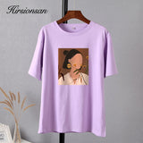 Christmas Gift Hirsionsan Aesthetic Printed Short Sleeve T Shirts Women 2021 Summer Chic Fashion Loose Tees Gothic Graphic Casual Female Tops