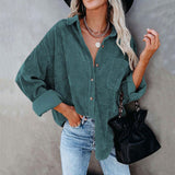 Christmas Gift Autumn Corduroy Jacket Woman Long Shirt Jacket Women Button Coat Jackets Women Fashion Overshirt Loose Coat Female 2021