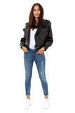 Kukombo Short Loose Pu Leather Jacket Autumn Winter Soft Faux Leather Jacket Street Casual Outwear Ladies Biker Jacket
