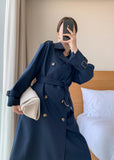 Christmas Gift Women Autumn Double Breasted Casual Long Trend Coat Winter Streetwear Loose Windbreaker Long Sleeve Fashion Outwear Overcoat