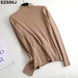 Christmas Gift Basic Slim soft Pure color high neck Sweater pullovers For Women Casual Long Sleeve chic bottom Sweater Female Jumpers top