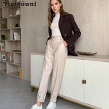 Christmas Gift Yiyiyouni Autumn Winter High Waist Fleece PU Leather Pants Women Casual Faux Leather Trouser Women Pockets Straight Pants Female