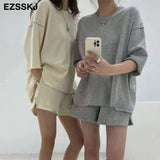Christmas Gift 2021 casual oversize cotton Tracksuit women oversize t-shirt +shorts 2 Pieces Set female chic loose t-shirt + shorts suits