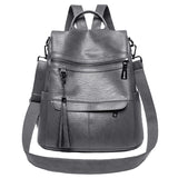 Kukombo Women Backpack PU Leather Fashion Casual Tassel Bags High Quality Female Shoulder Bag Large Capacity School Backpacks for Girls