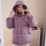 Christmas Gift Autumn Winter 2021 New Womens Coats Blue Jackets Hooded Coat Thick Cotton Parkas Oversized Jacket Female