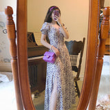 Kukombo Midi Dress Women Elegant A-Line Korean Vintage Purple Chiffon Summer Woman 2022 Dresses Party Square Collar Boho Vestidos
