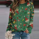 Christmas Gift Women Christmas Printing Sweater Plaid Women Casual Long Sleeve Shirts Blouse Tops Christmas Sweater Holloween Fastival Clothes