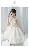 Kukombo Hstar Cute Women's Lolita OP Dress Flouncing Trim Japanese Harajuku Long Sleeves Victorian Dress Vestidos Gothic Lolita Cosplay