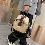 Kukombo New Fashion Women Leather Backpack Small PU School Bag Backpacks for Teenage Girls Vintage Double Shoulder Bags Mochila Feminina