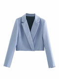 Kukombo Stylish Elegant Skirt Suits Women Fashion 2 Buttons Cropped Blazer Side Split Mini Skirts Suits Female Chic Sets